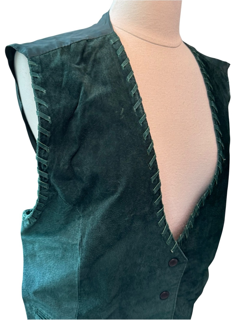 VINTAGE VEST SUEDE Leather FRONT WOMEN'S 22W Lauren Brooke Boho Hippie Western - Picture 2 of 6